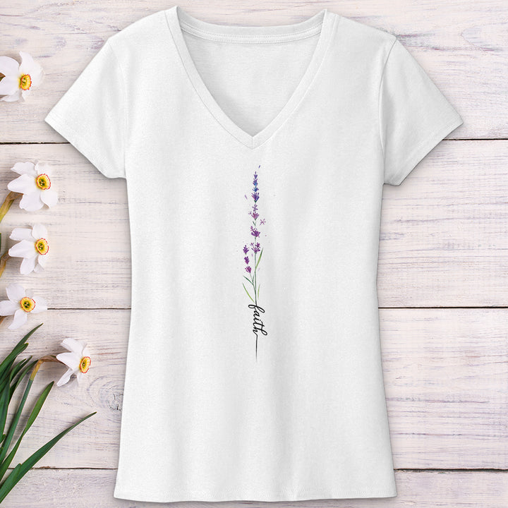 Faith Lavender Flower V-Neck Tee