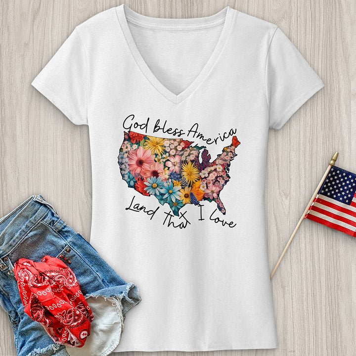 Land That I Love Flower V-Neck Tee