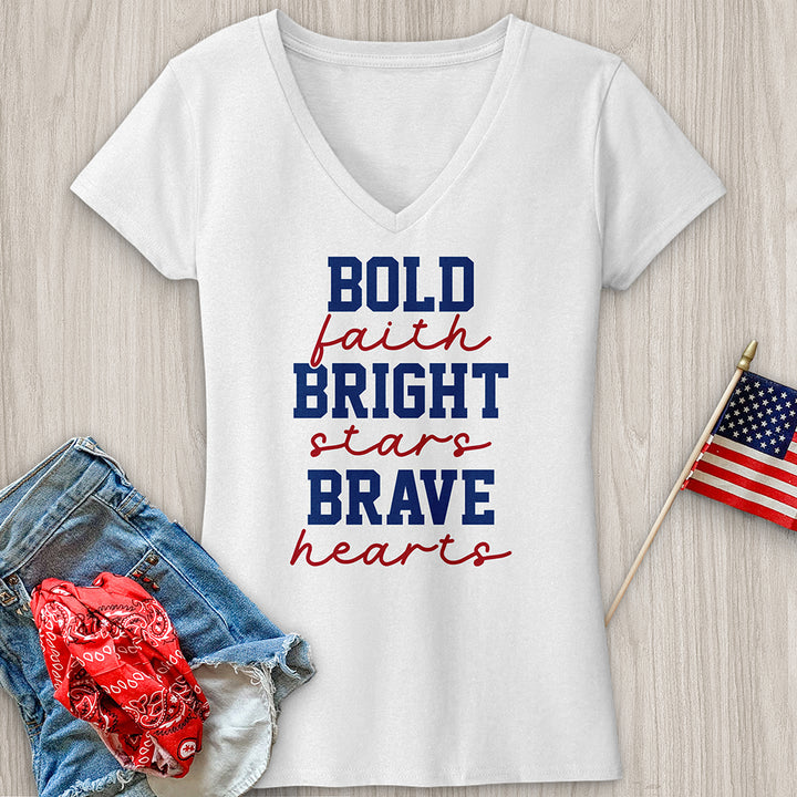 Bold Faith Bright Stars V-Neck Tee