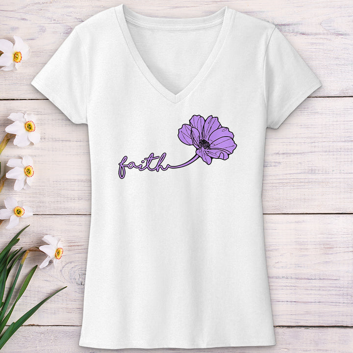 Faith Purple Flower V-Neck Tee