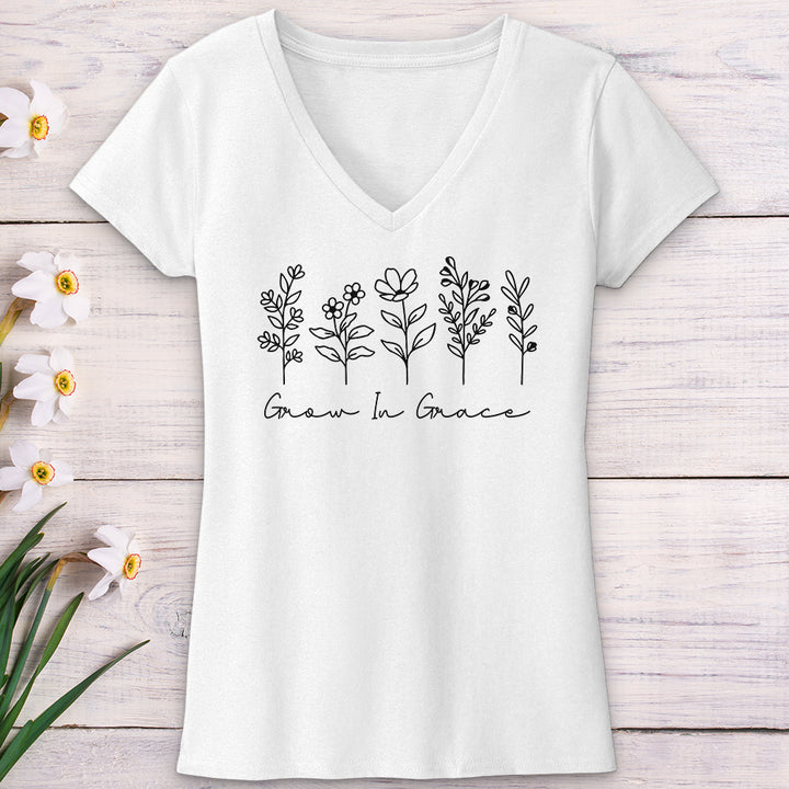 Grow In Grace V-Neck Tee