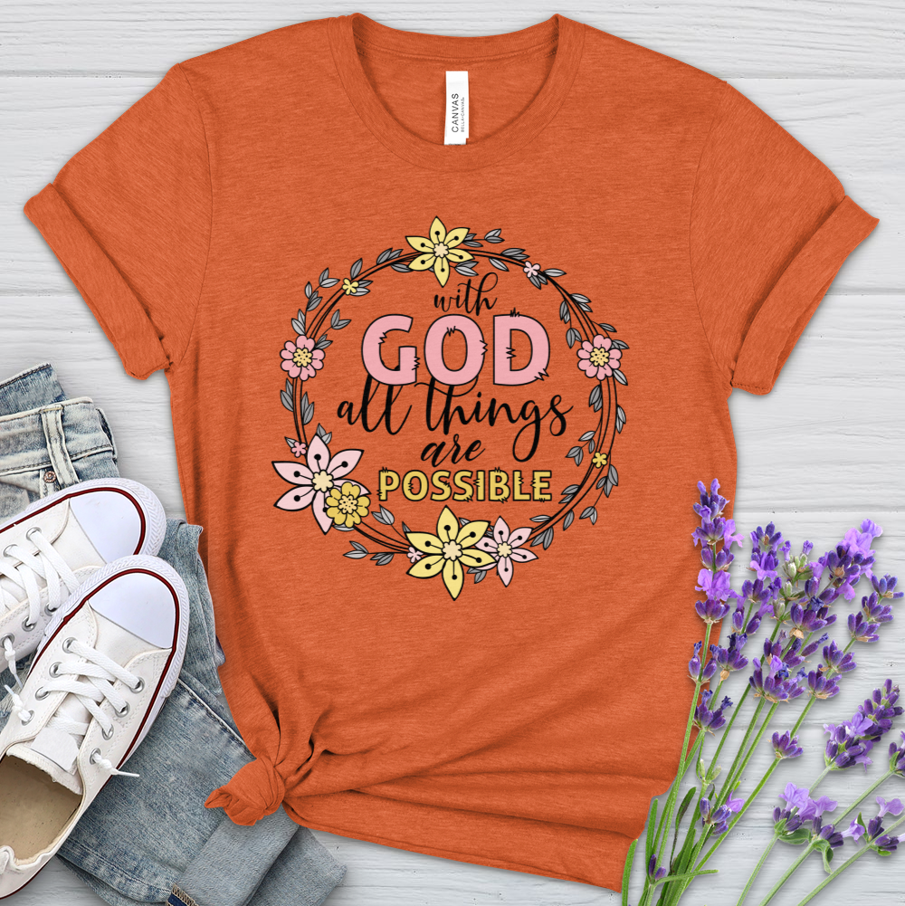 With God Wreath Heathered Tee