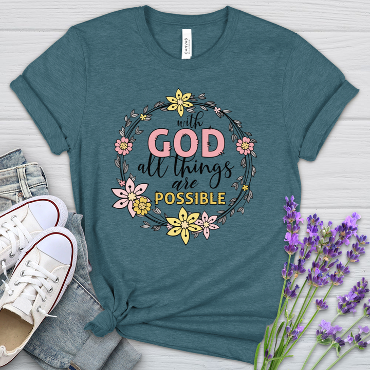 With God Wreath Heathered Tee