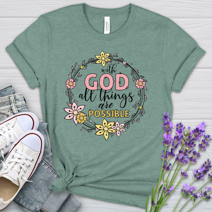 With God Wreath Heathered Tee