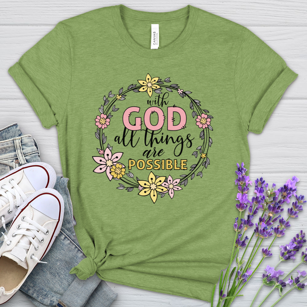 With God Wreath Heathered Tee