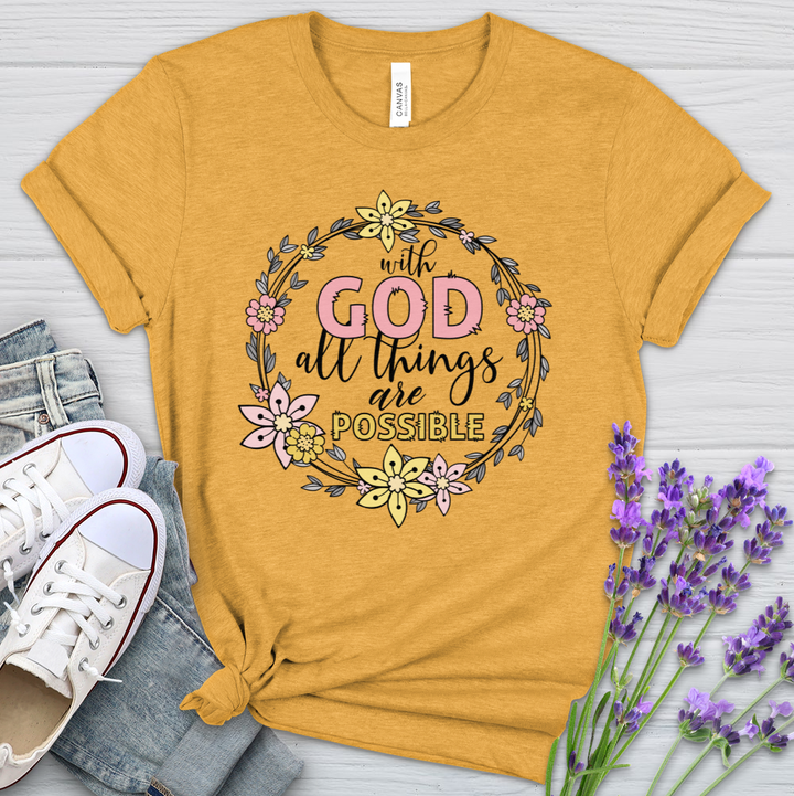 With God Wreath Heathered Tee