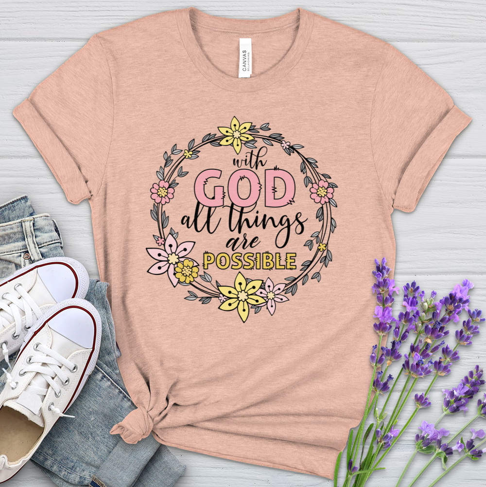 With God Wreath Heathered Tee