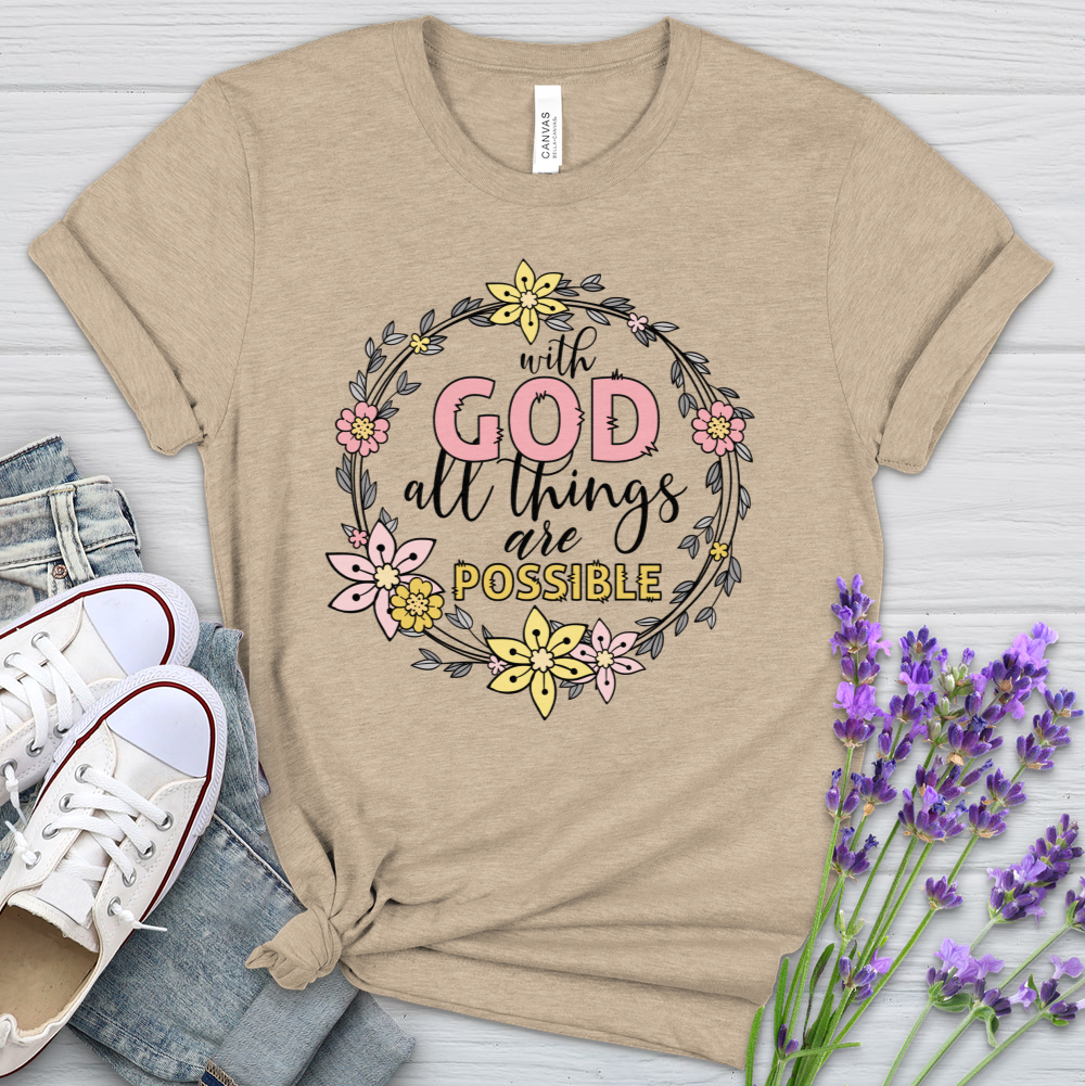 With God Wreath Heathered Tee