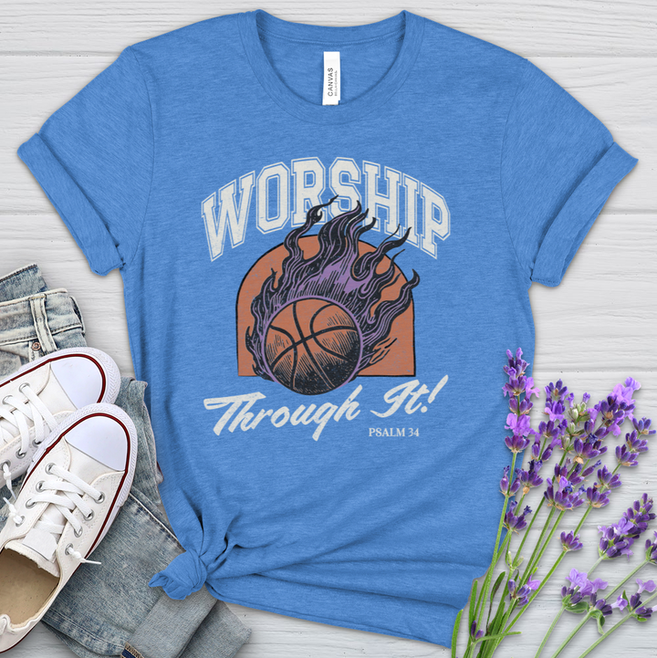 Worship Through It Basketball Heathered Tee