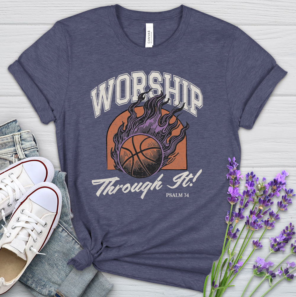 Worship Through It Basketball Heathered Tee