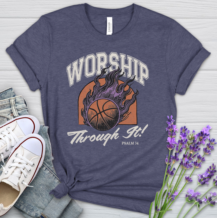 Worship Through It Basketball Heathered Tee