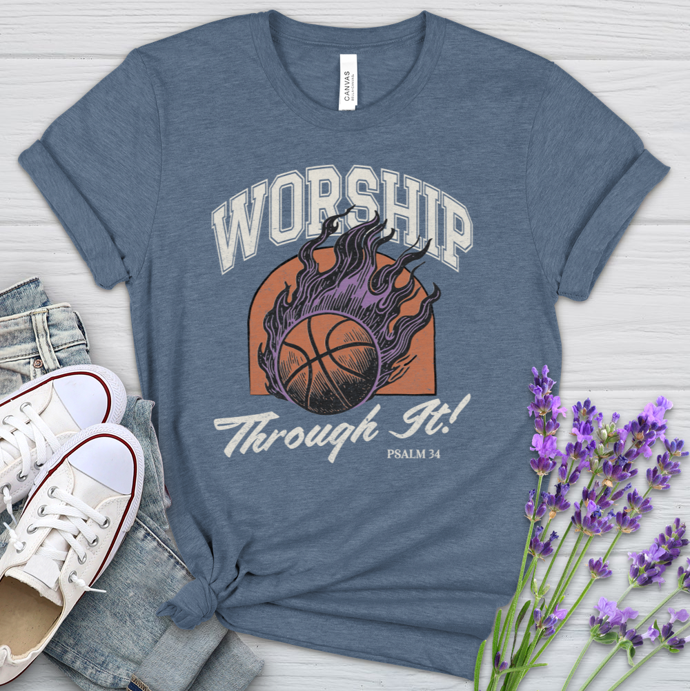 Worship Through It Basketball Heathered Tee