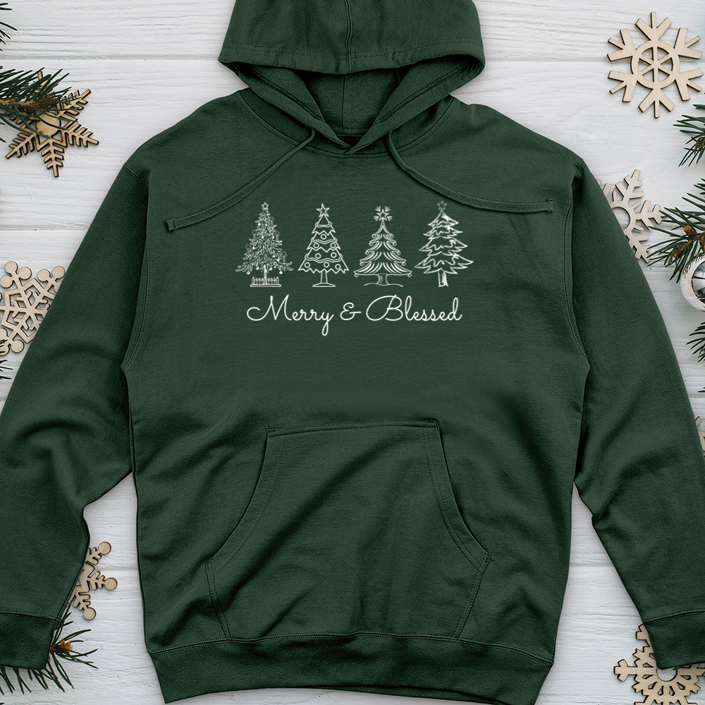 Merry & Blessed White Trees Midweight Hooded Sweatshirt