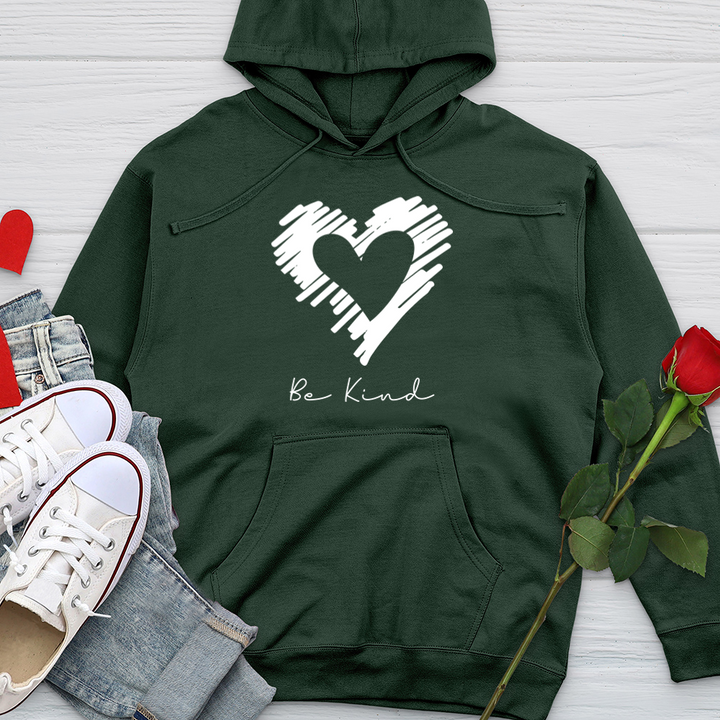 Be Kind Heart Silhouette Midweight Hooded Sweatshirt