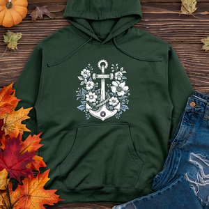 Anchor with flower Midweight Hoodie