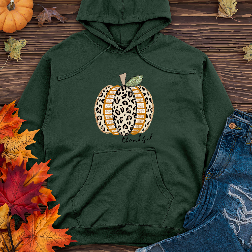 Thankful Leopard Spotted Pumpkin   Midweight Hoodie