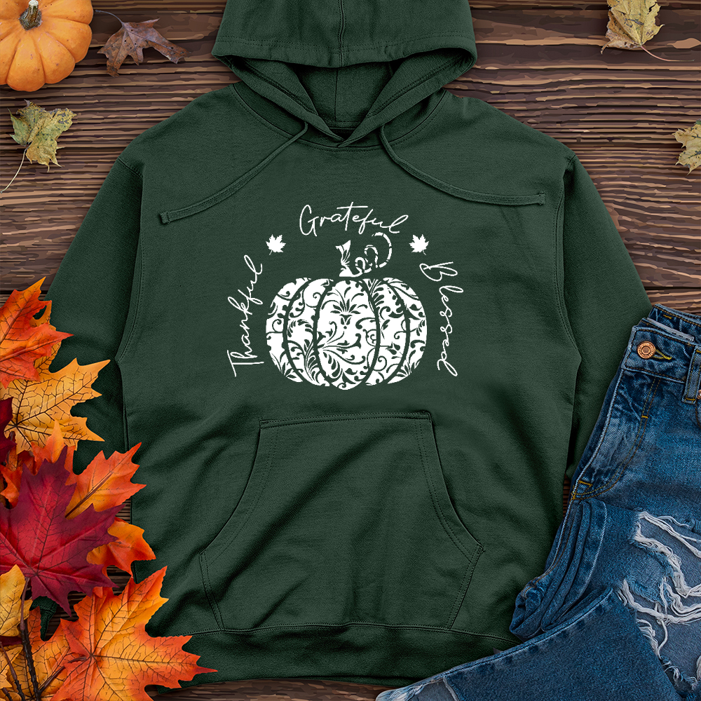 TGB White Floral Pumpkin Midweight Hoodie