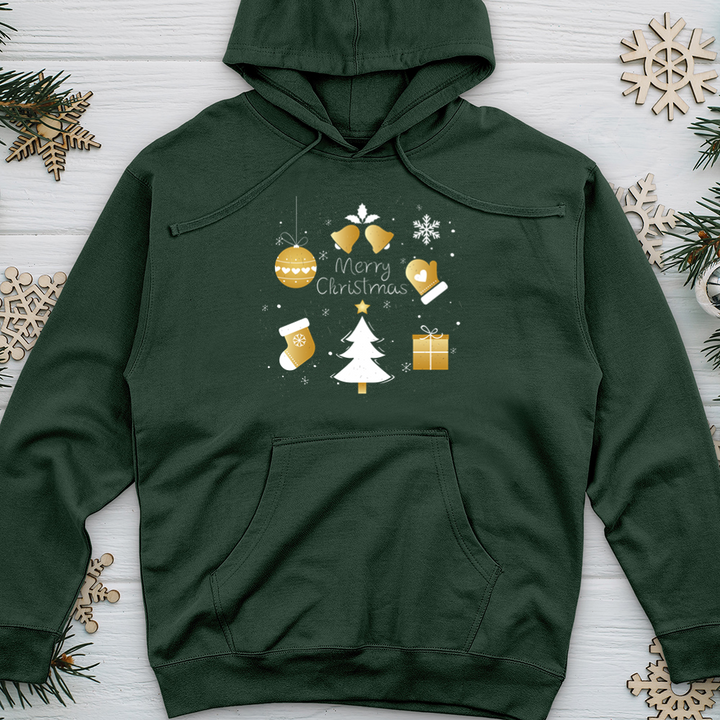 Golden Christmas Midweight Hooded Sweatshirt