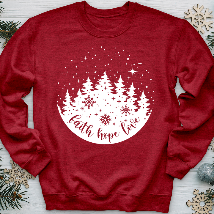 Snowy Faith Hope Love Crewneck