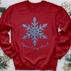 Joyful Merry Blessed Blue Snowflake Crewneck