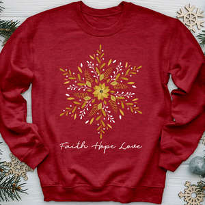 Faith Hope Love Snowflake Crewneck