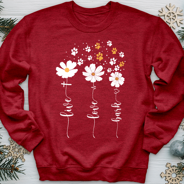Live Love Bark Floating Paw Prints Crewneck