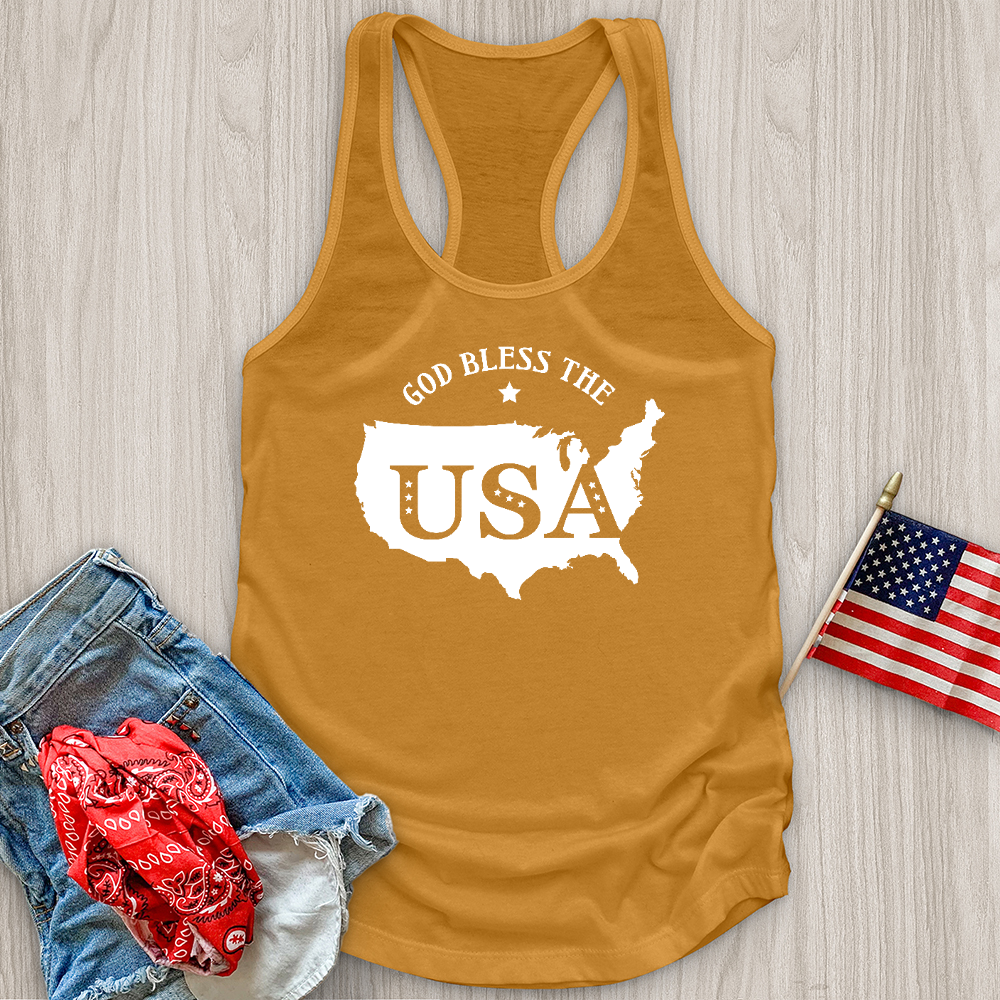 God Bless USA Outline Tank Top