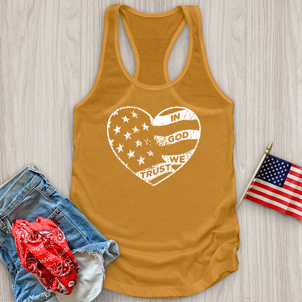 In God We Trust Faded Heart Tank Top