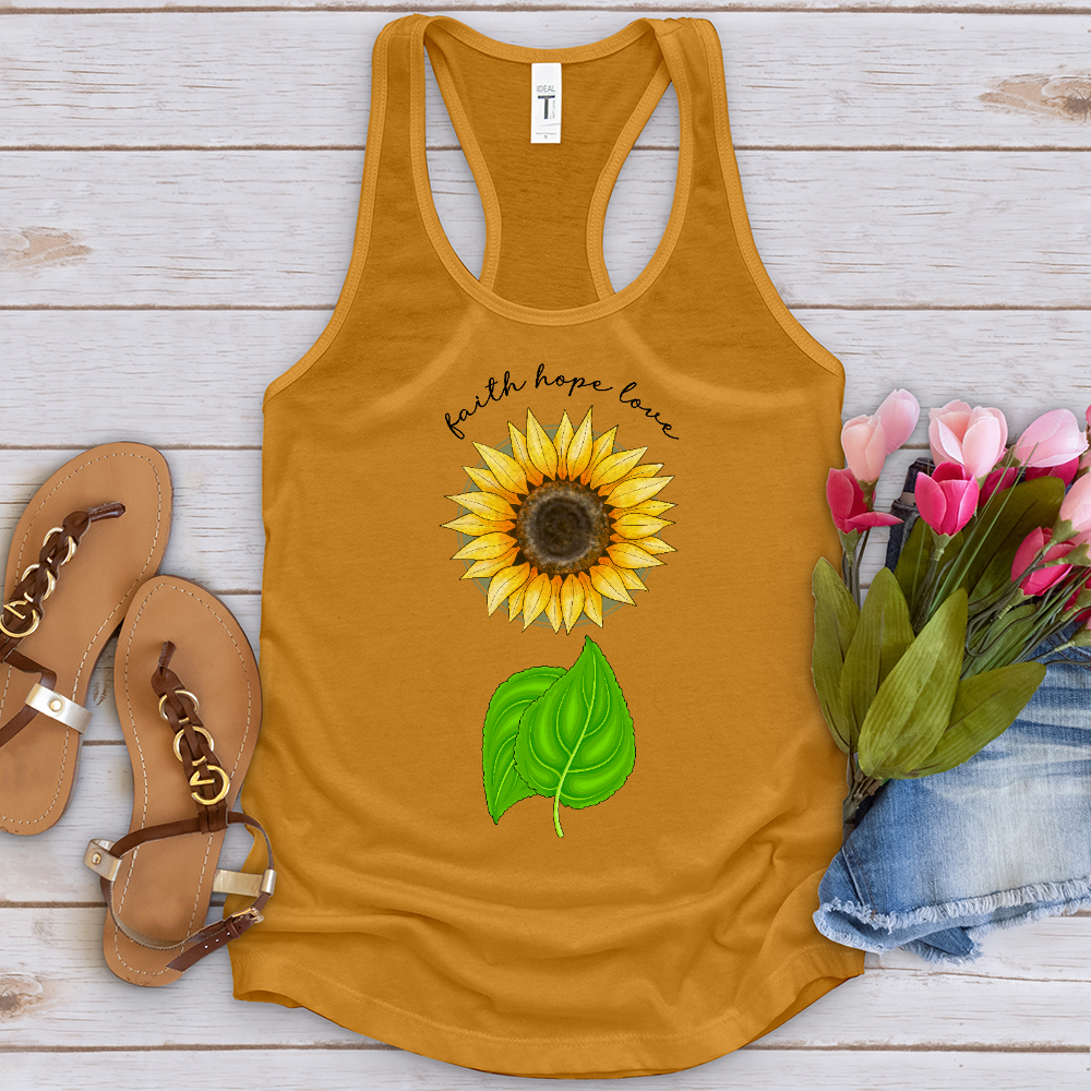 Faith Hope Love Sunflower Tank Top