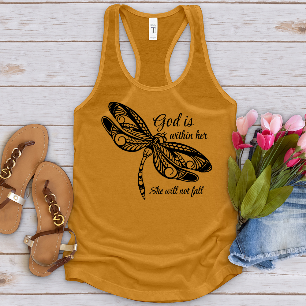 She Will Not Fall Dragonfly Tank Top