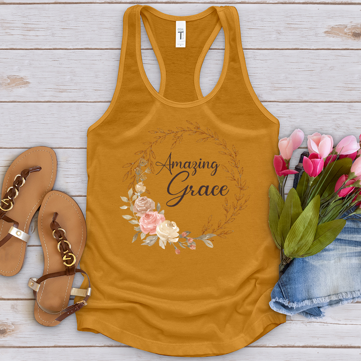 Amazing Grace Floral Wreath Tank Top