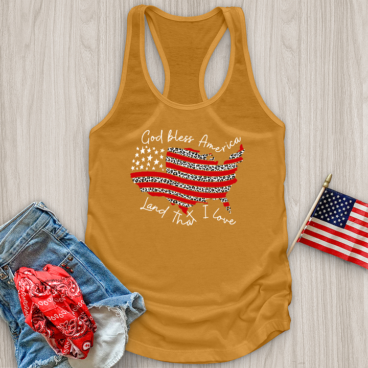 God Bless America Leopard Tank Top