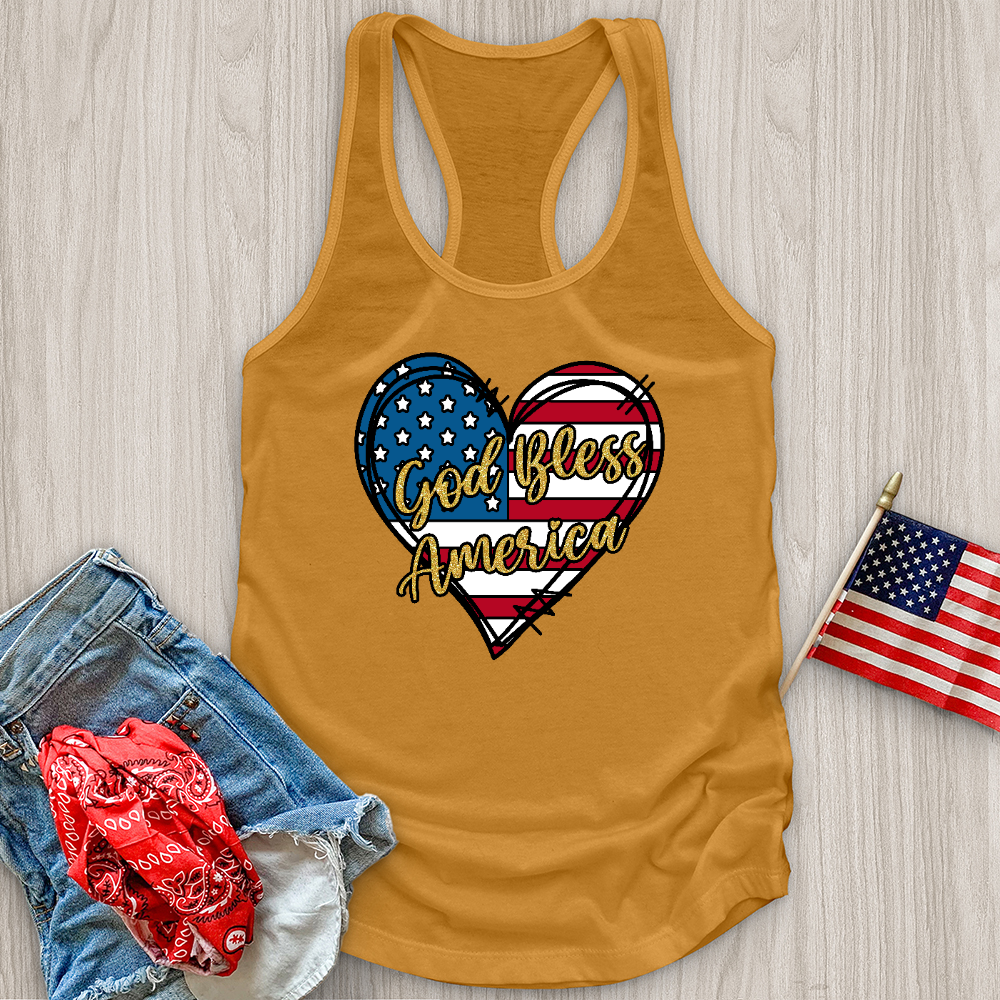 God Bless Gold Letters Tank Top