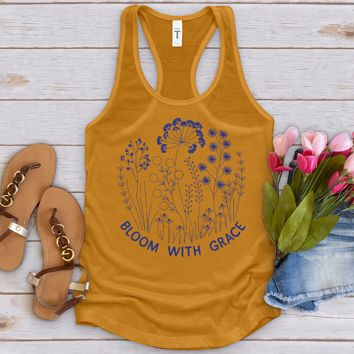 Bloom With Grace Royal Flowers Tank Top