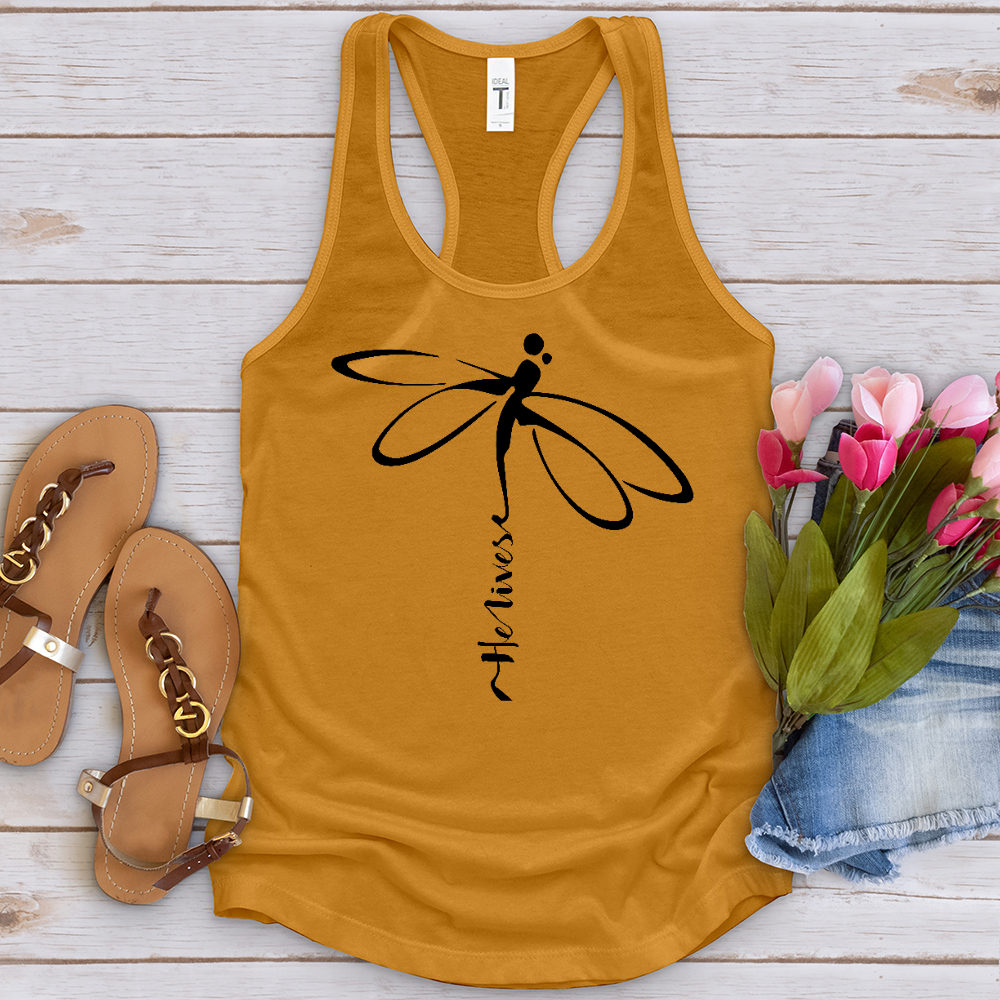 He Lives Dragonfly Tank Top