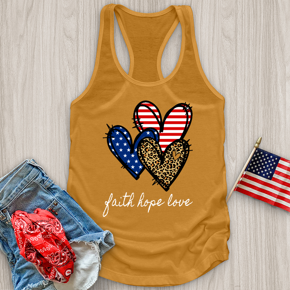 Faith Hope Love Pattern Hearts Tank Top