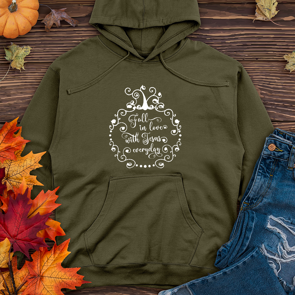 Fall in love with Jesus Midweight Hoodie