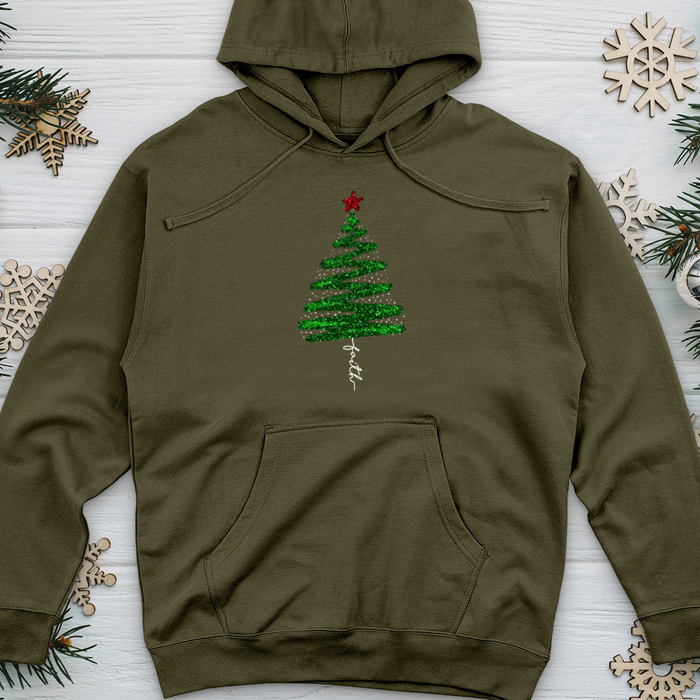 Green Sparkling Tree Midweight Hooded Sweatshirt