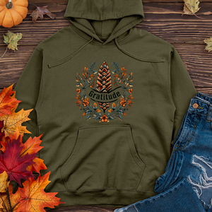 Herringbone Pinecone Gratitude.-01 Midweight Hoodie