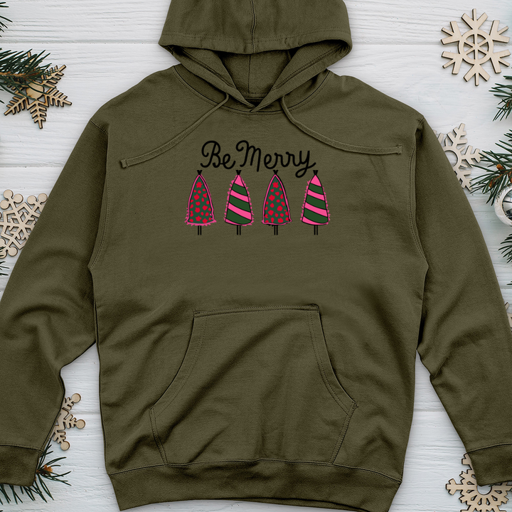 Pink Be Merry Trees Midweight Hooded Sweatshirt