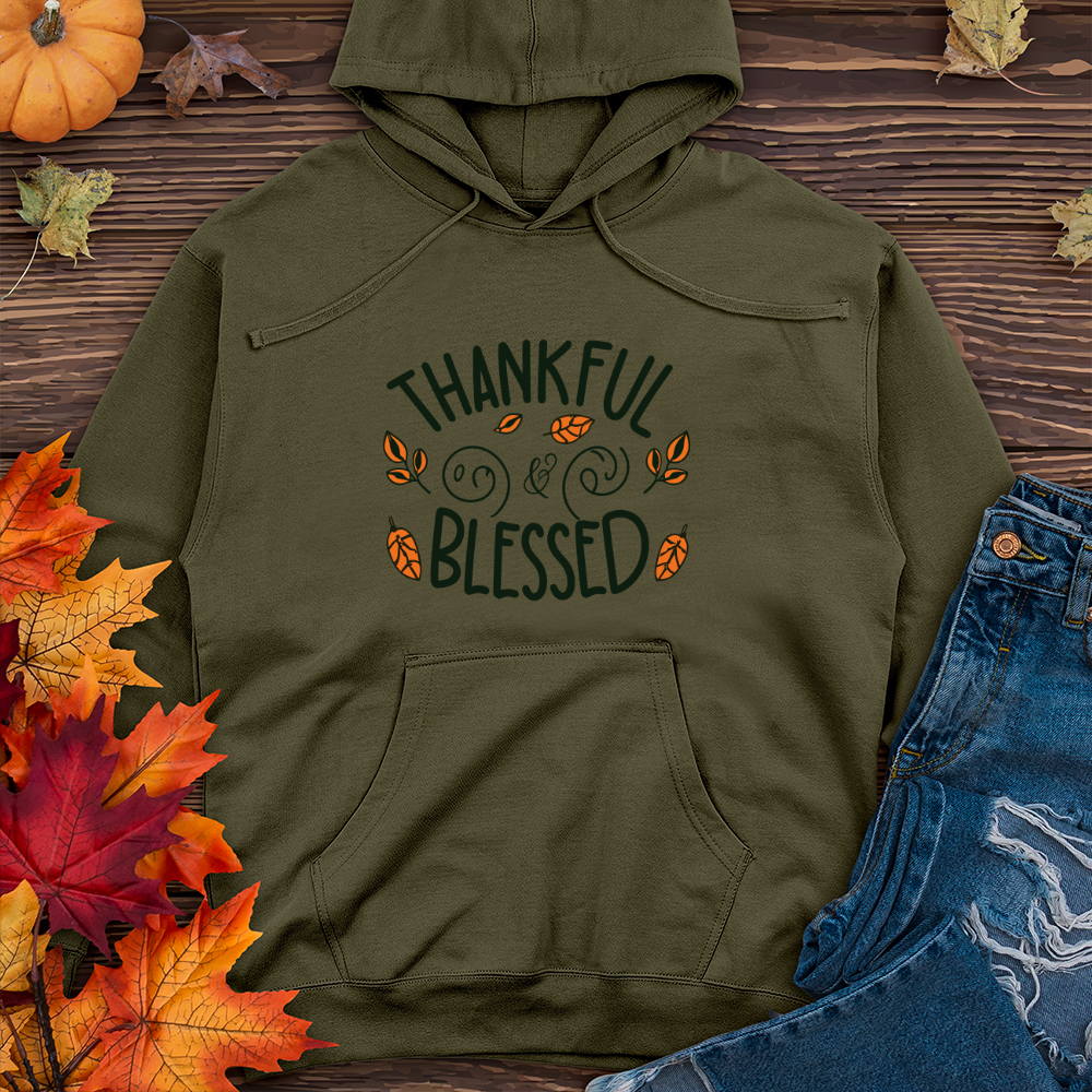 Thankful and blessed Midweight Hooded Sweatshirt