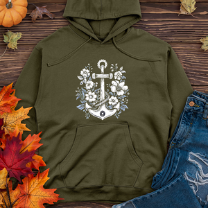 Anchor with flower Midweight Hoodie