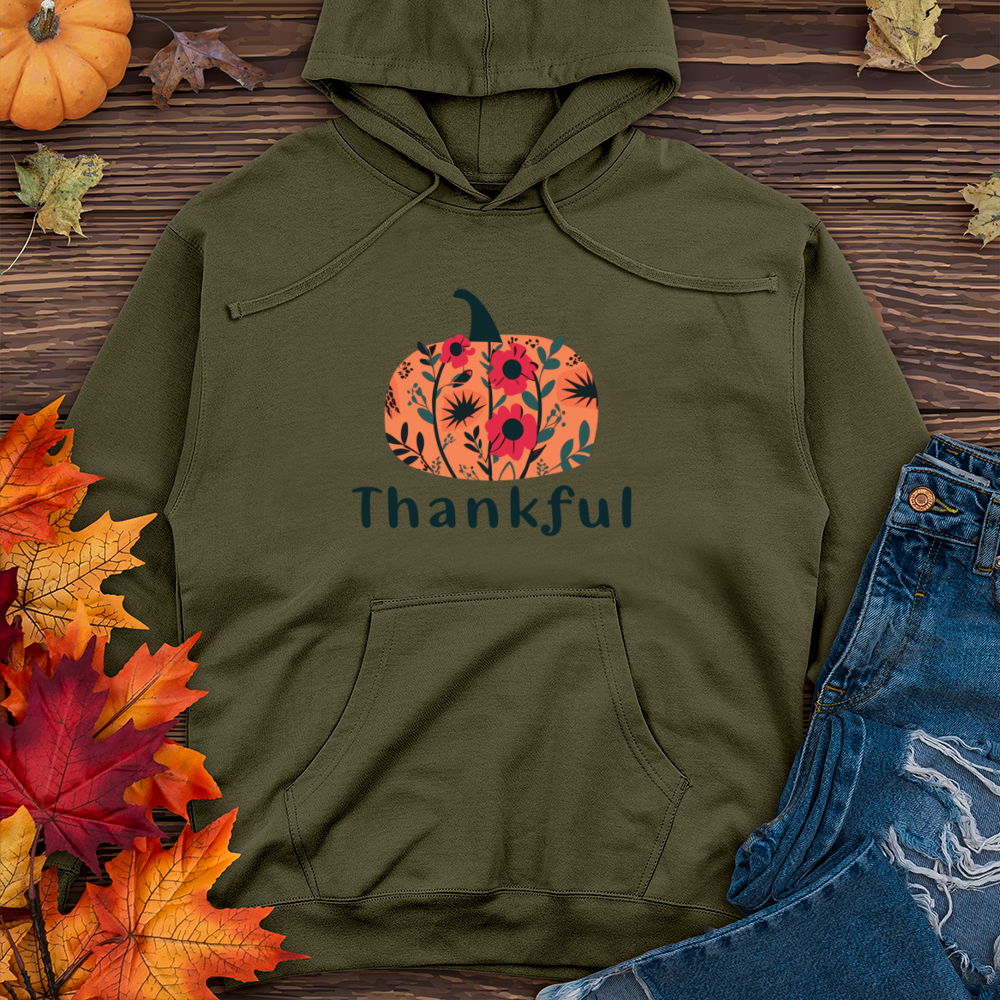 Thankful Pumpkin Midweight Hooded Sweatshirt