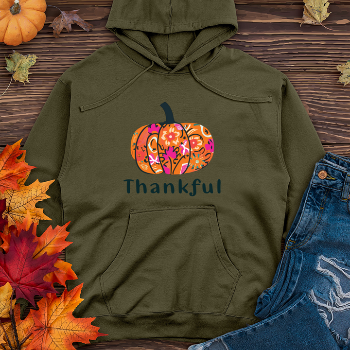 Thankful Pumpkin 02 Midweight Hooded Sweatshirt