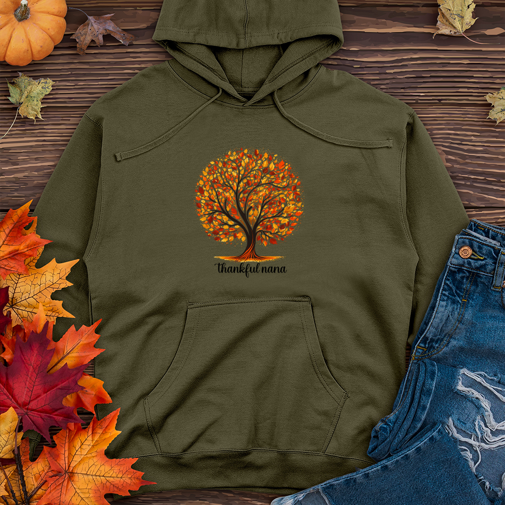 Retro Leaf Silhouette Tree Midweight Hooded Sweatshirt