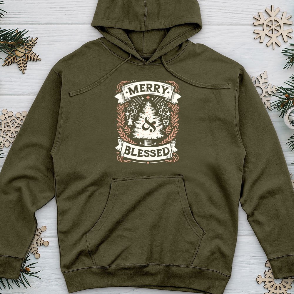 Merry & Blessed Midweight Hooded Sweatshirt