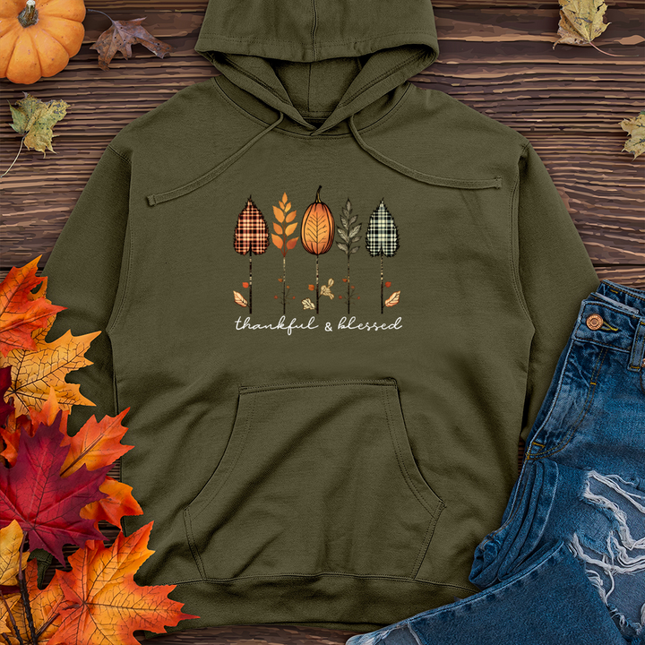 Retro Autumn Plaid Flannel Trio Midweight Hooded Sweatshirt