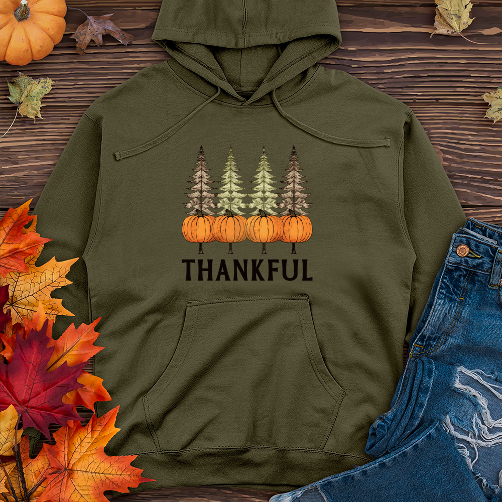 Retro Harvest Trio Pine Trees Midweight Hooded Sweatshirt