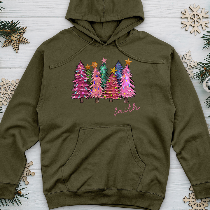 Faith Pink Tree Midweight Hooded Sweatshirt