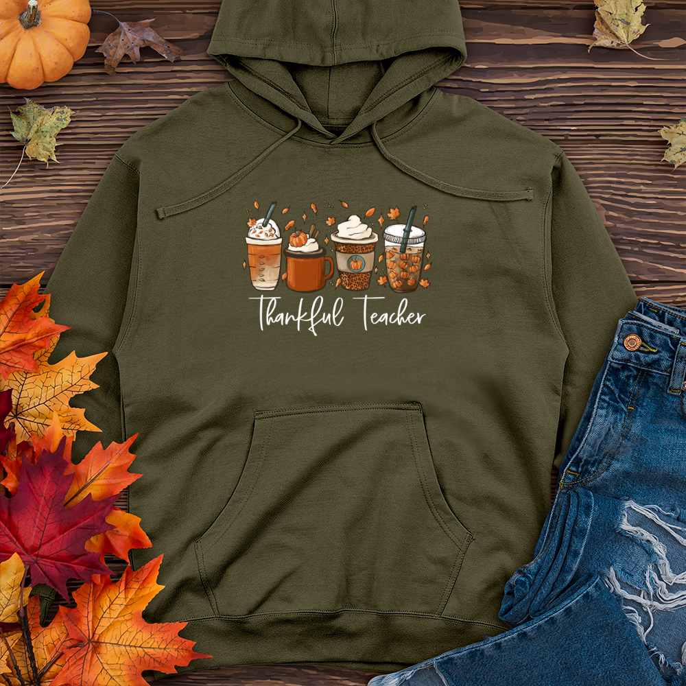 Thankful Teacher Midweight Hooded Sweatshirt